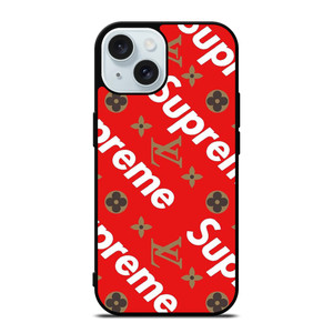 LOUIS VUITTON X SUPREME RED iPhone 15 Plus Case Cover